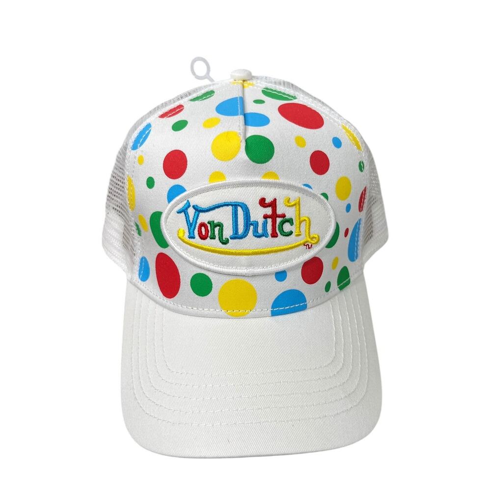 Authentic Von Dutch Trucker Hat | Polka Dot Embroidered Logo Snapback
